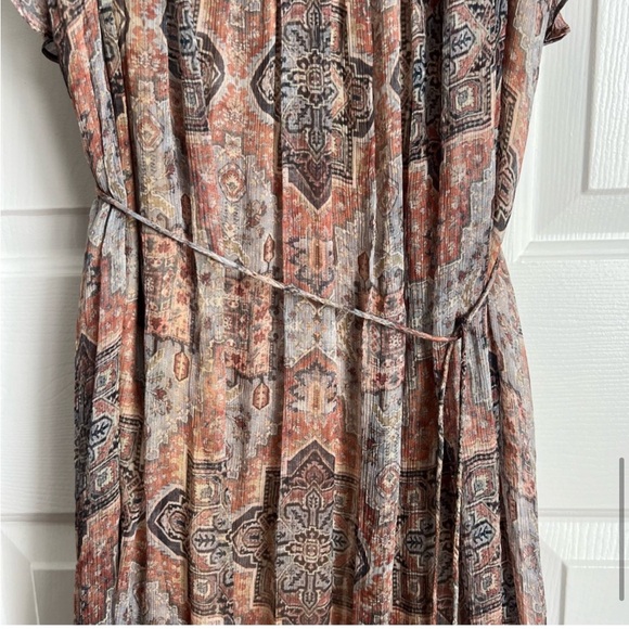 100% Silk Zimmermann Dress - Pleated Chiffon Ruffle Dress Boho Pink and Gray - Picture 11 of 16